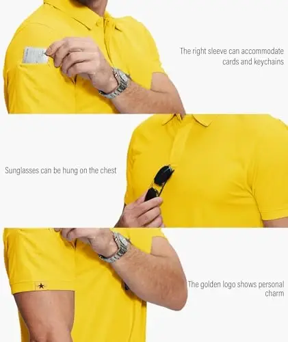 ZITY 5 Pack Erkaklar Polo Ko'ylak Qisqa Qisma Sport Golf Tennis Futbolka Namlikni chiqaruvchi Yozgi Ko'ylaklar - 2