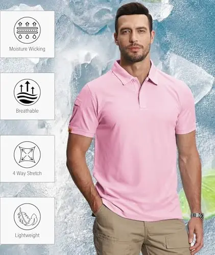 ZITY 5 Pack Erkaklar Polo Ko'ylak Qisqa Yengli Sport Golf Tennis Futbolka Namlikni oluvchi Yozgi Ko'ylaklar - 5