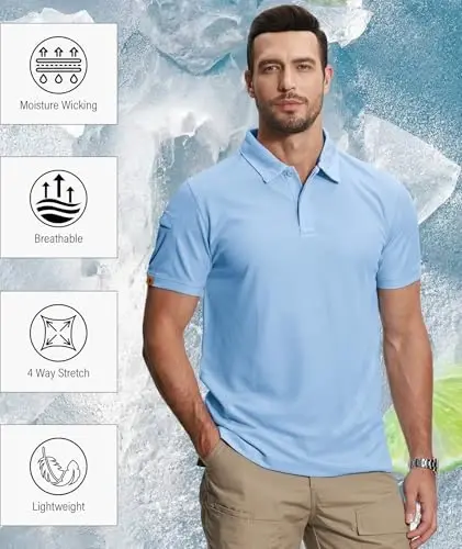 ZITY 5 Pack Mens Polo Shirt Short Sleeve Sports Golf Tennis T-Shirt Moisture-Wicking Summer Shirts - 5
