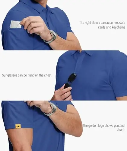 ZITY 5 Pack Mens Polo Shirt Short Sleeve Sports Golf Tennis T-Shirt Moisture-Wicking Summer Shirts - 2