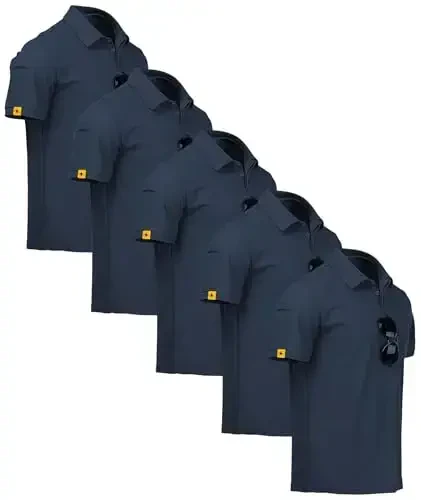 ZITY 5 Pack Mens Polo Shirt Short Sleeve Sports Golf Tennis T-Shirt Moisture-Wicking Summer Shirts 