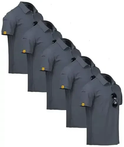 ZITY 5 Pack Mens Polo Shirt Short Sleeve Sports Golf Tennis T-Shirt Moisture-Wicking Summer Shirts - 1