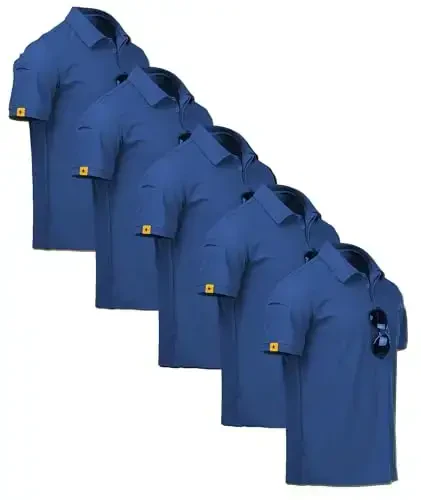 ZITY 5 Pack Mens Polo Shirt Short Sleeve Sports Golf Tennis T-Shirt Moisture-Wicking Summer Shirts 