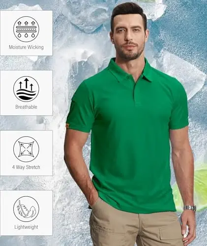 ZITY 5 Pack Mens Polo Shirt Short Sleeve Sports Golf Tennis T-Shirt Moisture-Wicking Summer Shirts - 5