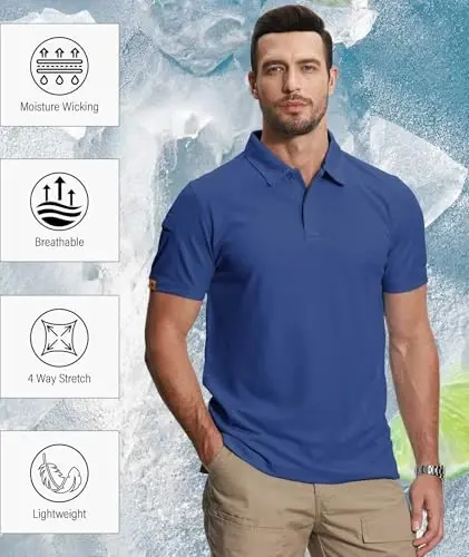 ZITY 5 Pack Mens Polo Shirt Short Sleeve Sports Golf Tennis T-Shirt Moisture-Wicking Summer Shirts - 5