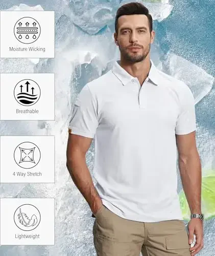 ZITY 5 Pack Mens Polo Shirt Short Sleeve Sports Golf Tennis T-Shirt Moisture-Wicking Summer Shirts - 5