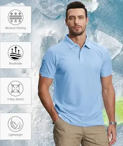 ZITY 5 Pack Mens Polo Shirt Short Sleeve Sports Golf Tennis T-Shirt Moisture-Wicking Summer Shirts - 5