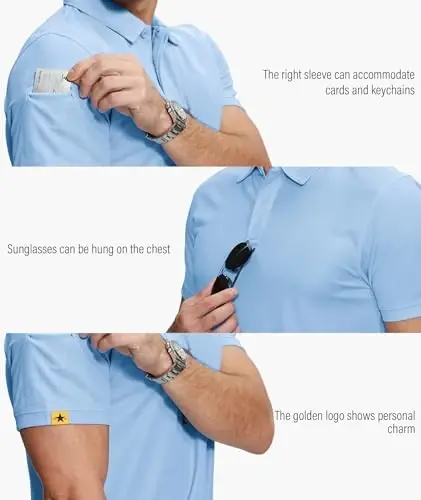 ZITY 5 Pack Mens Polo Shirt Short Sleeve Sports Golf Tennis T-Shirt Moisture-Wicking Summer Shirts - 2