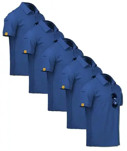 ZITY 5 Pack Mens Polo Shirt Short Sleeve Sports Golf Tennis T-Shirt Moisture-Wicking Summer Shirts 