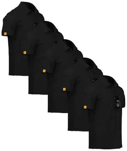 ZITY 5 Pack Mens Polo Shirt Short Sleeve Sports Golf Tennis T-Shirt Moisture-Wicking Summer Shirts - 1