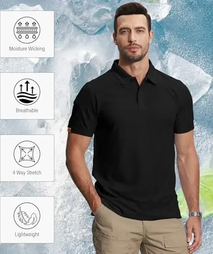 ZITY 5 Pack Mens Polo Shirt Short Sleeve Sports Golf Tennis T-Shirt Moisture-Wicking Summer Shirts - 5