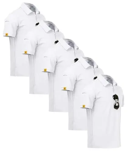 ZITY 5'li Paket Erkek Polo Yaka Kısa Kollu Spor Golf Tenis Tişörtü Nemi Uzaklaştıran Yazlık Tişörtler - ZITY