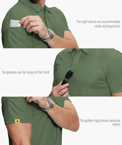 ZITY 5 Pack Mens Polo Shirt Short Sleeve Sports Golf Tennis T-Shirt Moisture-Wicking Summer Shirts - 2