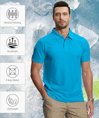 ZITY 5 Pack Mens Polo Shirt Short Sleeve Sports Golf Tennis T-Shirt Moisture-Wicking Summer Shirts - 5