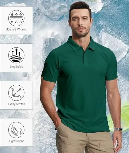 ZITY 5 Pack Mens Polo Shirt Short Sleeve Sports Golf Tennis T-Shirt Moisture-Wicking Summer Shirts - 5