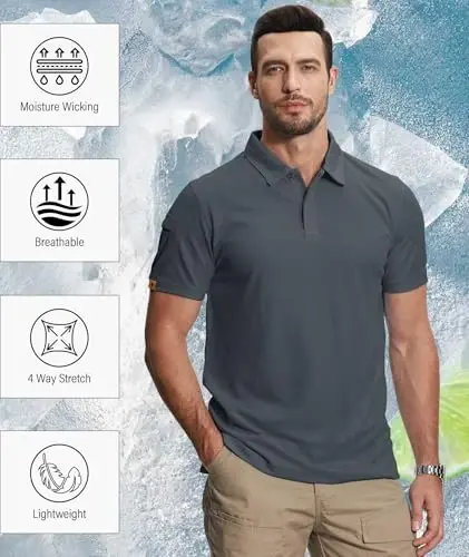 ZITY 5 Pack Mens Polo Shirt Short Sleeve Sports Golf Tennis T-Shirt Moisture-Wicking Summer Shirts - 5
