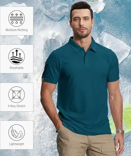 ZITY 5 Pack Mens Polo Shirt Short Sleeve Sports Golf Tennis T-Shirt Moisture-Wicking Summer Shirts - 5