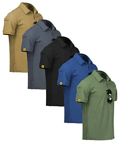 ZITY 5 Pack Mens Polo Shirt Short Sleeve Sports Golf Tennis T-Shirt Moisture-Wicking Summer Shirts - 1