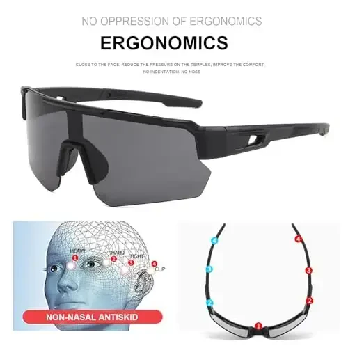 ZJMZZM Spor Güneş Gözlükleri Polarize Erkek Kadın Spor Güneş Gözlükleri UV400 Çocuk Beyzbol Gözlükleri Koşu Balıkçılık Golf Güneş Gözlükleri - 4