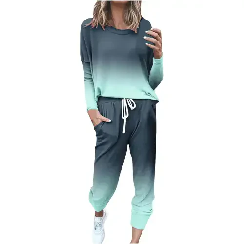 Zkozptok Two Piece Outfits Sweatsuit for Womens Long Sleeve Crewneck Pullover Tops Long Pants Jogger Tracksuit Sets - 1