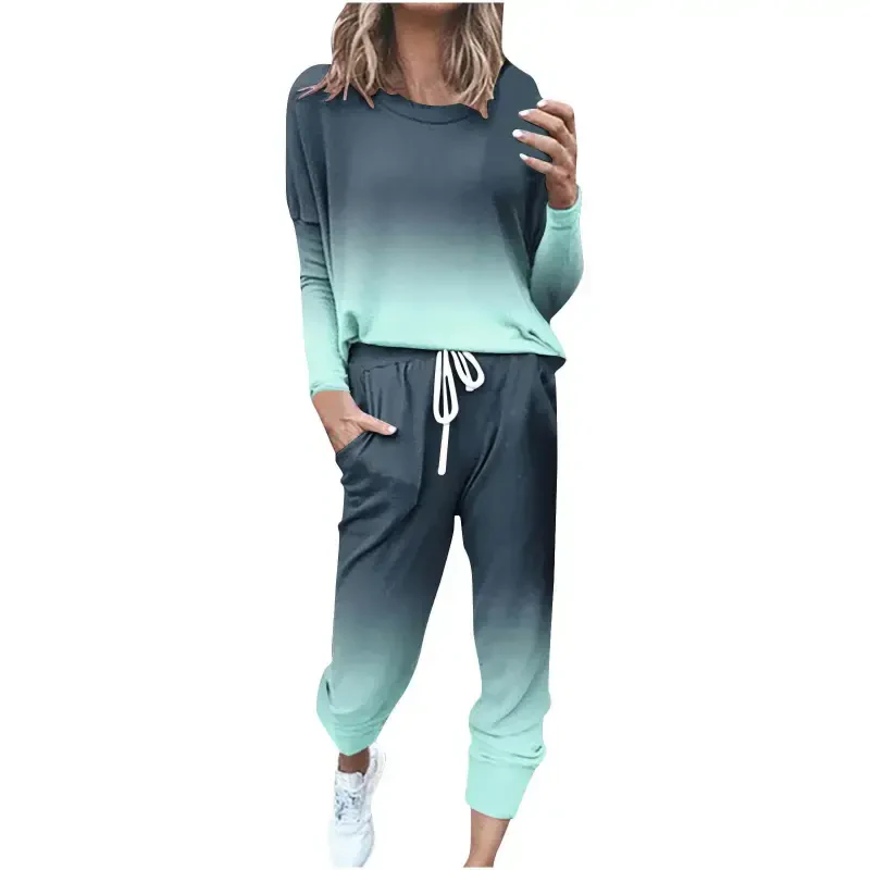 Zkozptok Two Piece Outfits Sweatsuit for Womens Long Sleeve Crewneck Pullover Tops Long Pants Jogger Tracksuit Sets - 1