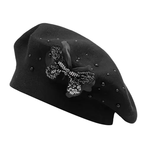 ZLYC Ayollar Fransuz Beret shapkasi, Qizlar uchun qaytariluvchi qattiq rangli mozaik iliq Beret qalpoq - 1