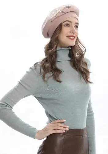 ZLYC Ayollar Fransuz Beret Shlyapasi Qaytariladigan Triko Qalin Issiq Qalpog'i Ayollar Qizlar uchun - 3