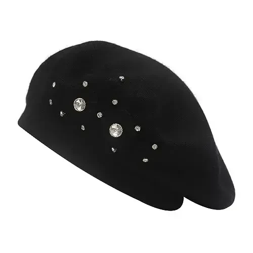 ZLYC Ayollar Fransuz Beret shlyapasi, Qizlar uchun qaytariladigan bir rangli mozaik issiq Beret qalpoq 