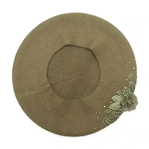 ZLYC Ayollar Fransuz Beret shlyapasi, Qizlar uchun qaytariladigan qattiq rangli CasModazoneere Mosaic issiq Beret qalpog'i - 5