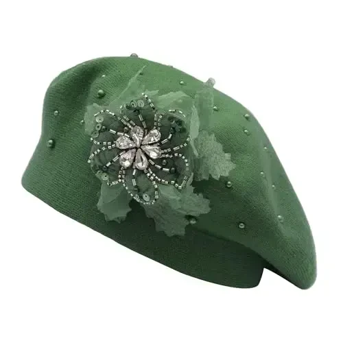 ZLYC Ayollar Fransuz Beret shlyapasi, Qizlar uchun qaytariladigan qattiq rangli CasModazoneere Mosaic issiq Beret qalpoq - ZLYC