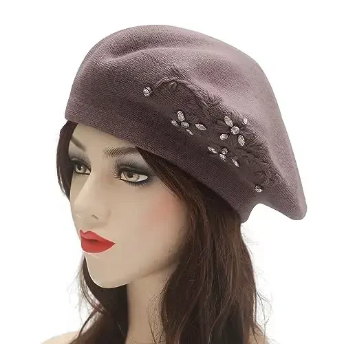 ZLYC Ayollar Fransuz beret shlyapasi, Qizlar uchun qaytariladigan qattiq rangli CasModazoneere mozaik iliq beret qalpoq - ZLYC (1)