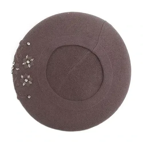 ZLYC Ayollar Fransuz beret shlyapasi, Qizlar uchun qaytariladigan qattiq rangli CasModazoneere mozaik iliq beret qalpoq - 4