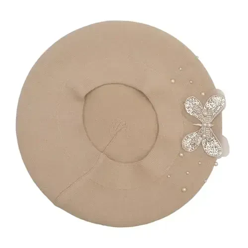 ZLYC Ayollar Fransuz beret shlyapasi, Qizlar uchun qaytariladigan qattiq rangli CasModazoneere mozaik iliq beret shapkasi - 4