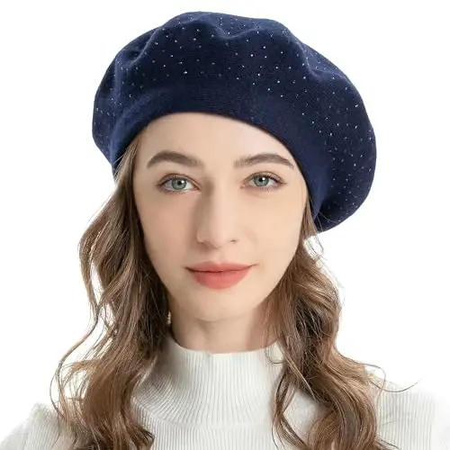 ZLYC Ayollar Fransuz Beret shlyapasi, Qizlar uchun qaytariladigan qattiq rangli CasModazoneere mozaik issiq Beret qalpoq - ZLYC