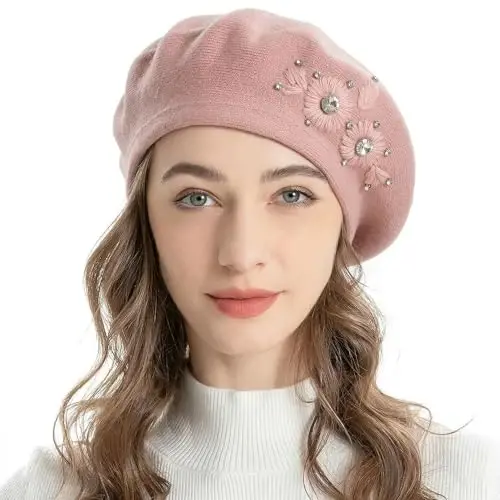 ZLYC ayollar fransuz beret shlyapasi, Qizlar uchun qaytariladigan qattiq rangli CasModazoneere mozaik issiq beret qalpoq 
