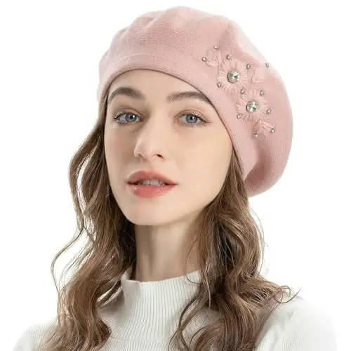 ZLYC ayollar fransuz beret shlyapasi, Qizlar uchun qaytariladigan qattiq rangli CasModazoneere mozaik issiq beret qalpoq - 3