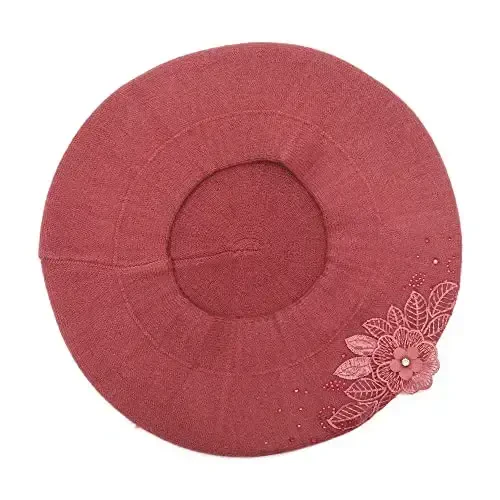 ZLYC Ayollar Fransuz Beret shlyapasi, Qizlar uchun qaytariladigan qattiq rangli mozaik iliq beret qalpoq - 5