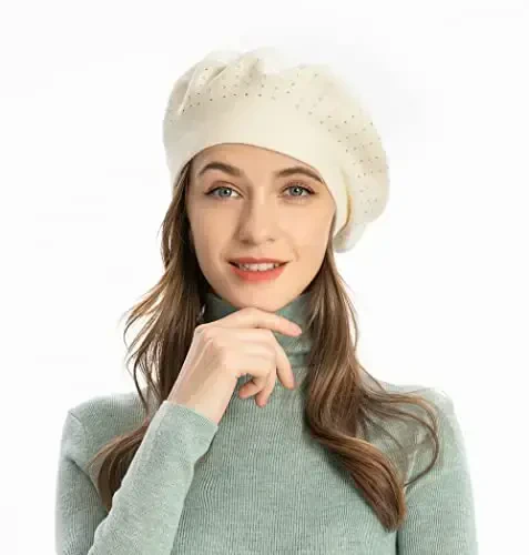 ZLYC Ayollar Fransuz Beret shlyapasi, Qizlar uchun qaytariladigan qattiq rangli mozaik iliq Beret qalpoq - ZLYC (1)