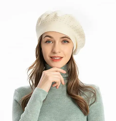 ZLYC Ayollar Fransuz Beret shlyapasi, Qizlar uchun qaytariladigan qattiq rangli mozaik iliq Beret qalpoq - 2