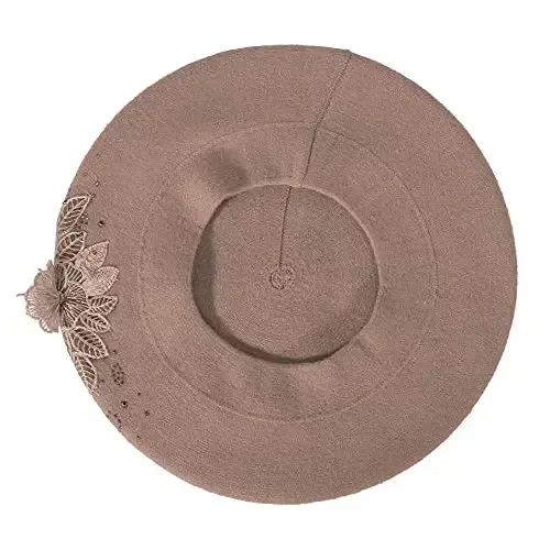 ZLYC Ayollar Fransuz Beret shlyapasi, Qizlar uchun qaytariladigan qattiq rangli mozaik issiq beret kepkasi - 5