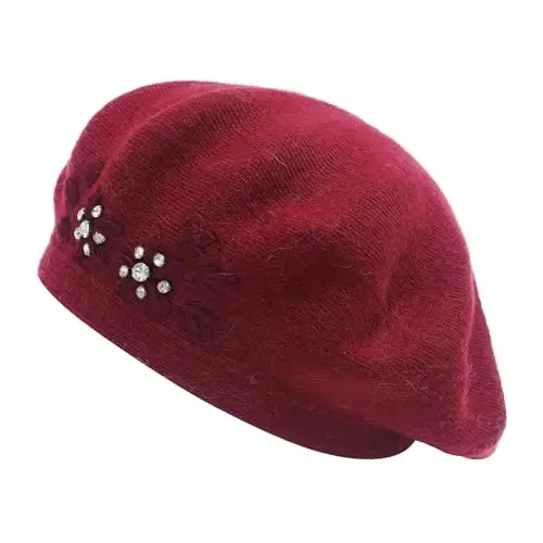ZLYC Ayollar Fransuz Beret shlyapasi, Qizlar uchun qaytariladigan qattiq rangli mozaik issiq Beret qalpoq - 4
