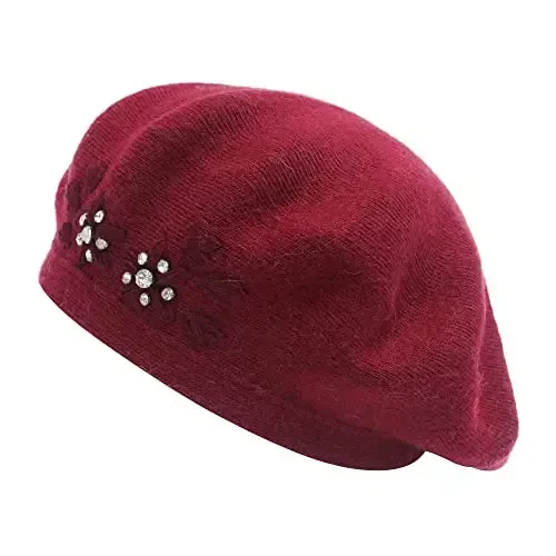 ZLYC Ayollar Fransuz Beret shlyapasi, Qizlar uchun qaytariladigan qattiq rangli mozaik issiq Beret qalpoq - ZLYC