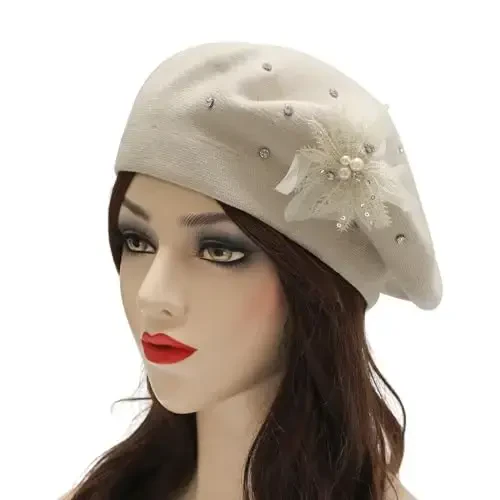 ZLYC Ayollar Fransuz Beret shlyapasi, Qizlar uchun qaytariladigan qattiq rangli mozaik issiq beret shapka - ZLYC (1)