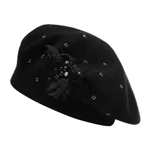 ZLYC Ayollar Frantsuz beret shapkasi, Qizlar uchun teskari qattiq rangli CasModazoneere mozaik issiq beret qalpoq 