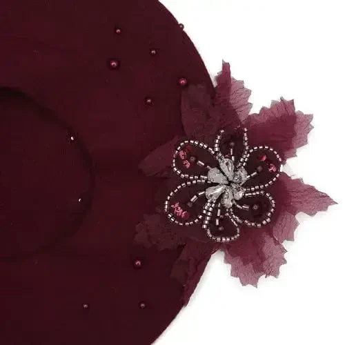 ZLYC Ayollar Frantsuz Beret shlyapasi, Qizlar uchun qaytariladigan qattiq rangli CasModazoneere mozaik iliq Beret qalpog'i - 5