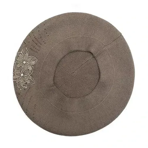 ZLYC Ayollar Frantsuz Beret shlyapasi, Qizlar uchun qaytariladigan qattiq rangli CasModazoneere mozaik issiq beret qalpog'i - 4