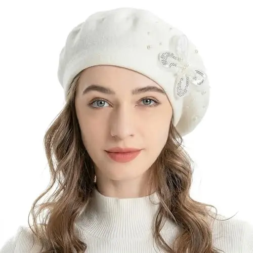 ZLYC Ayollar Frantsuz beret shlyapasi, Qizlar uchun qaytariladigan qattiq rangli CasModazoneere mozaik issiq beret qalpoq 