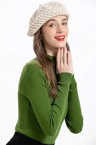 ZLYC Ayollar Jun Fransuz Beret Shlyapa Ayollar uchun Qishki Trikotaj Beretlar Rassom Shapka - 2