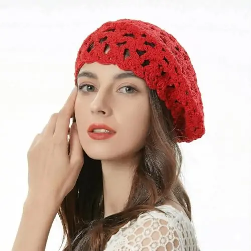 ZLYC Ayollar Paxta Erkin Kroşe Bere Qo'lda Yasalgan Gullu Beanie Shlyapa - 2