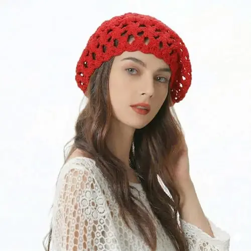 ZLYC Ayollar Paxta Erkin Kroşe Bere Qo'lda Yasalgan Gullu Beanie Shlyapa - 3